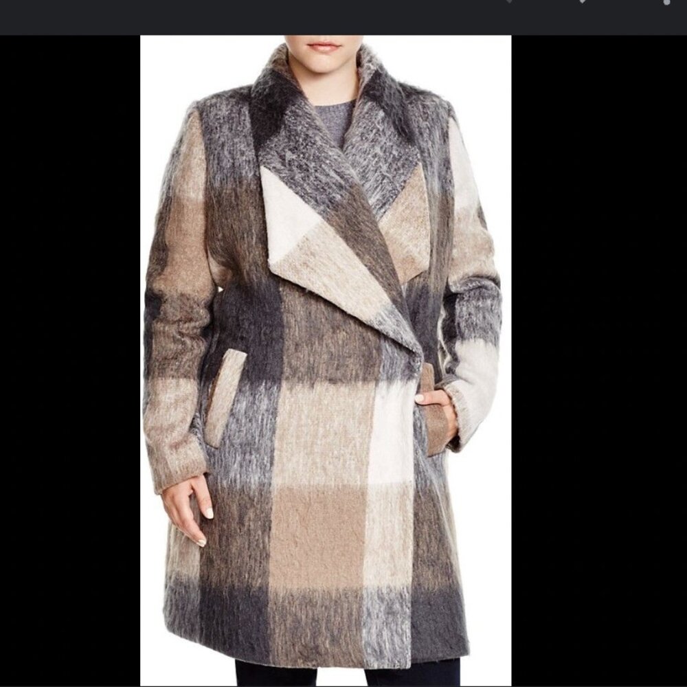 MYNT 1792 Plus Plaid Shawl Collar Coat - 3X